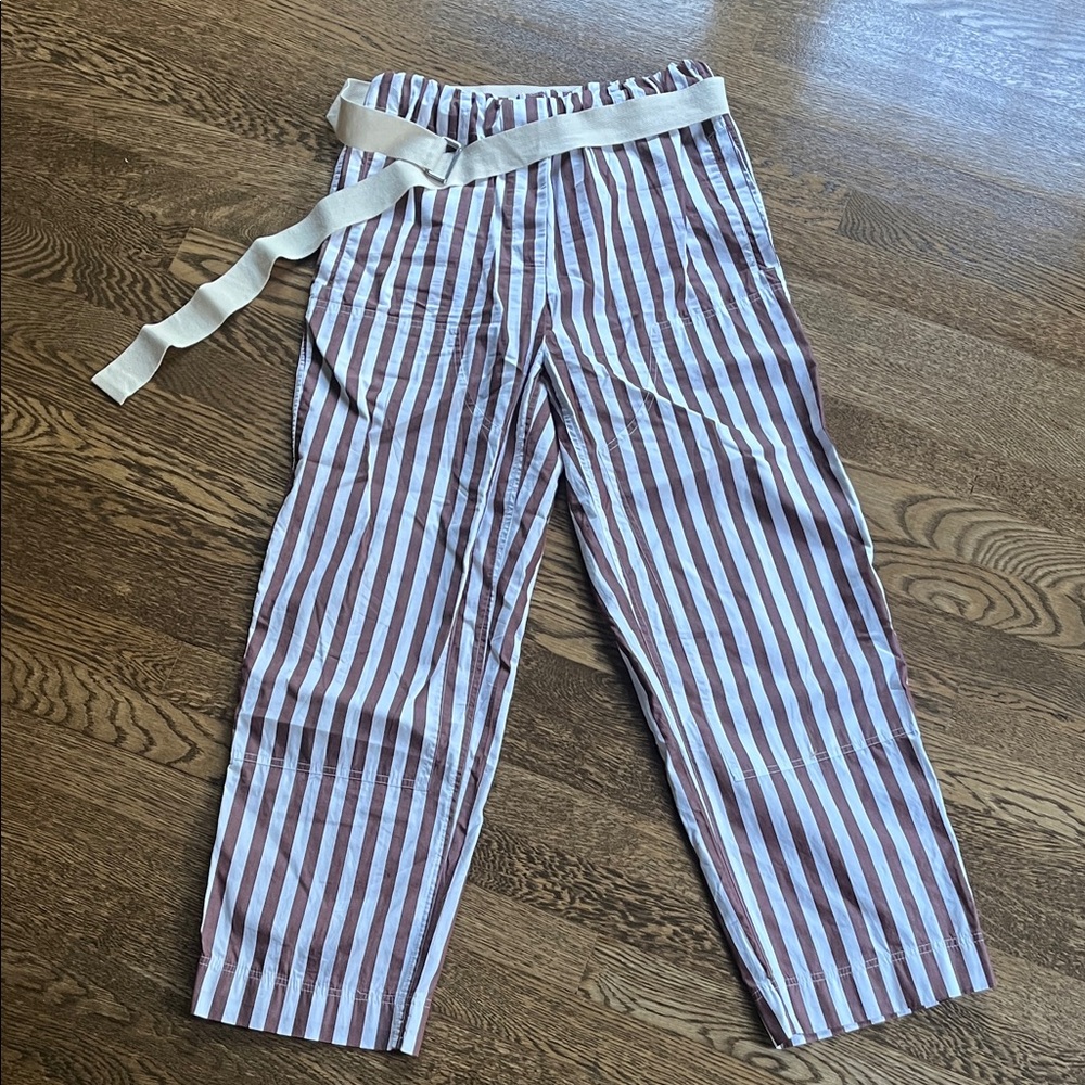 Victoria Beckham Striped Cargo Pants - White and Brown